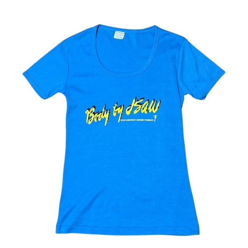 Vintage 80s Jacki Sorensen Aerobic Dancing Body Fitness Scoop Neck T-Shirt